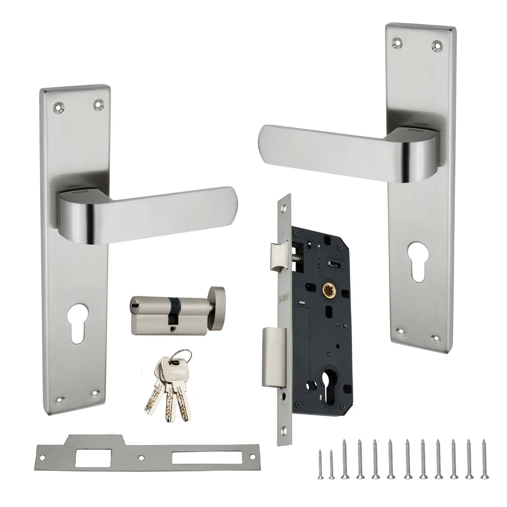 Shrida 446 SS Mortise 10-Inch Handle and Cylinder Lock Set