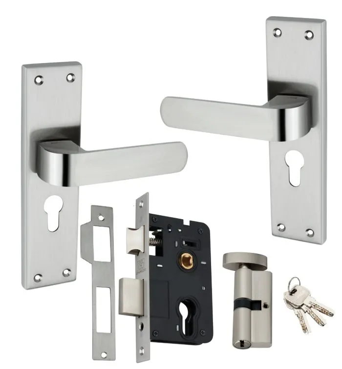 Shrida 446 SS Mortise 8-Inch Handle and Cylinder Lock Set