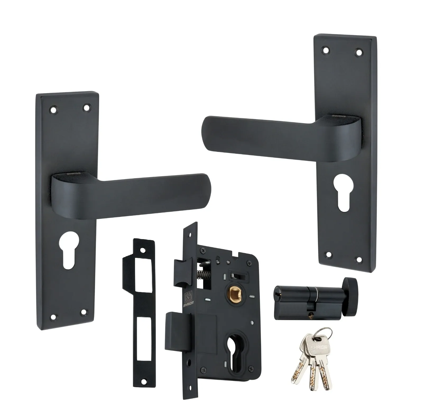 Shrida 446 SS Mortise 8-Inch Handle and Cylinder Lock Set