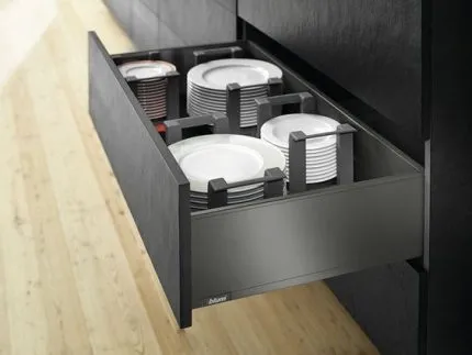Blum Orion Grey Matt LEGRABOX Pure 70 Kg Capacity High Fronted Pull-Out - Height C (177 mm)