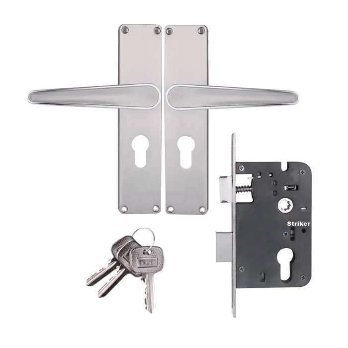 Godrej Mortise Lock I Mortise Door Handle Lock for Main & Internal Door in Residential & Commercial Spaces I NEH 19-1 CK I Satin Steel