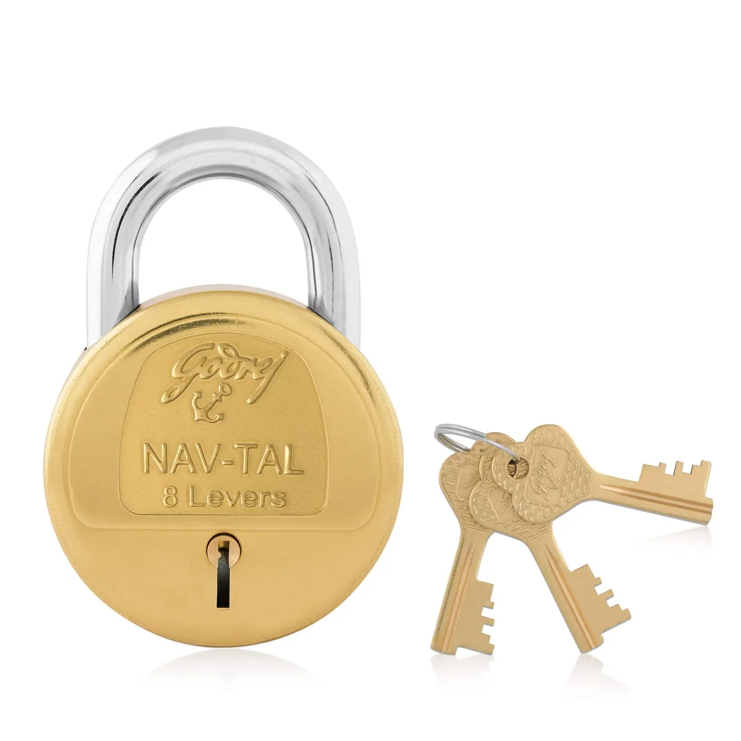 Godrej Locking Solutions and Systems Nav-tal 8 Levers Brass Finish Padlock
