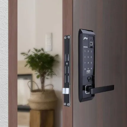 Godrej Catus Touch Plus I Smart Lock for Wooden Door I 4 in 1 Access I Black Finish