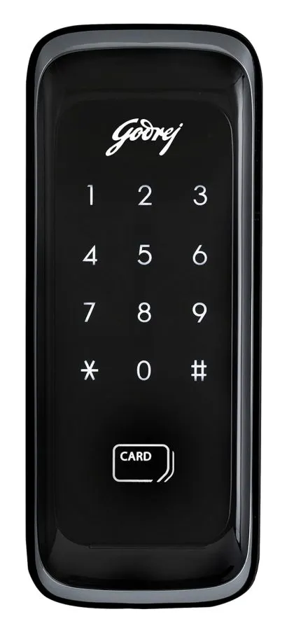 Godrej Advantis Rimtronic RF Digital Lock for Wooden Door | 2 in 1 Access | PIN Access | RFID Card | Black