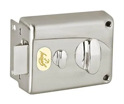 Godrej Locks Premium Night Latch Inside Opening Key Lock | Brushed Steel Finish | Steel