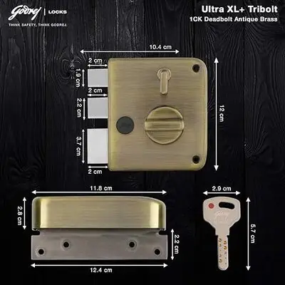 Godrej Ultra XL+ Tribolt 1CK Deadbolt Rim Lock