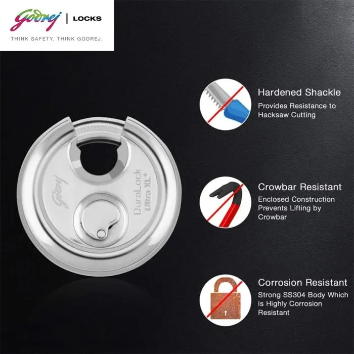 Godrej Stainless Steel Duralock With Common Keys | Silver