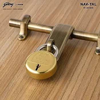 Godrej Nav-tal 6 levers Small Padlock | 3 Keys | Brass Finish