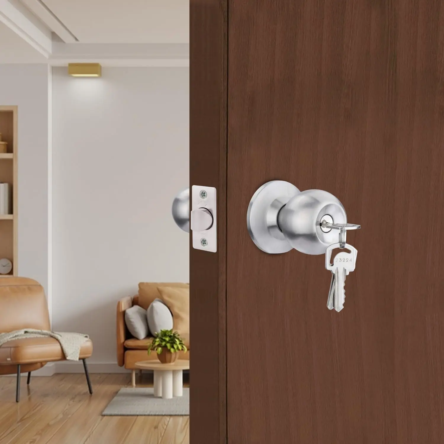Godrej Cylindrical Classic Lock for Internal Wooden Door | Stainless Steel Finish